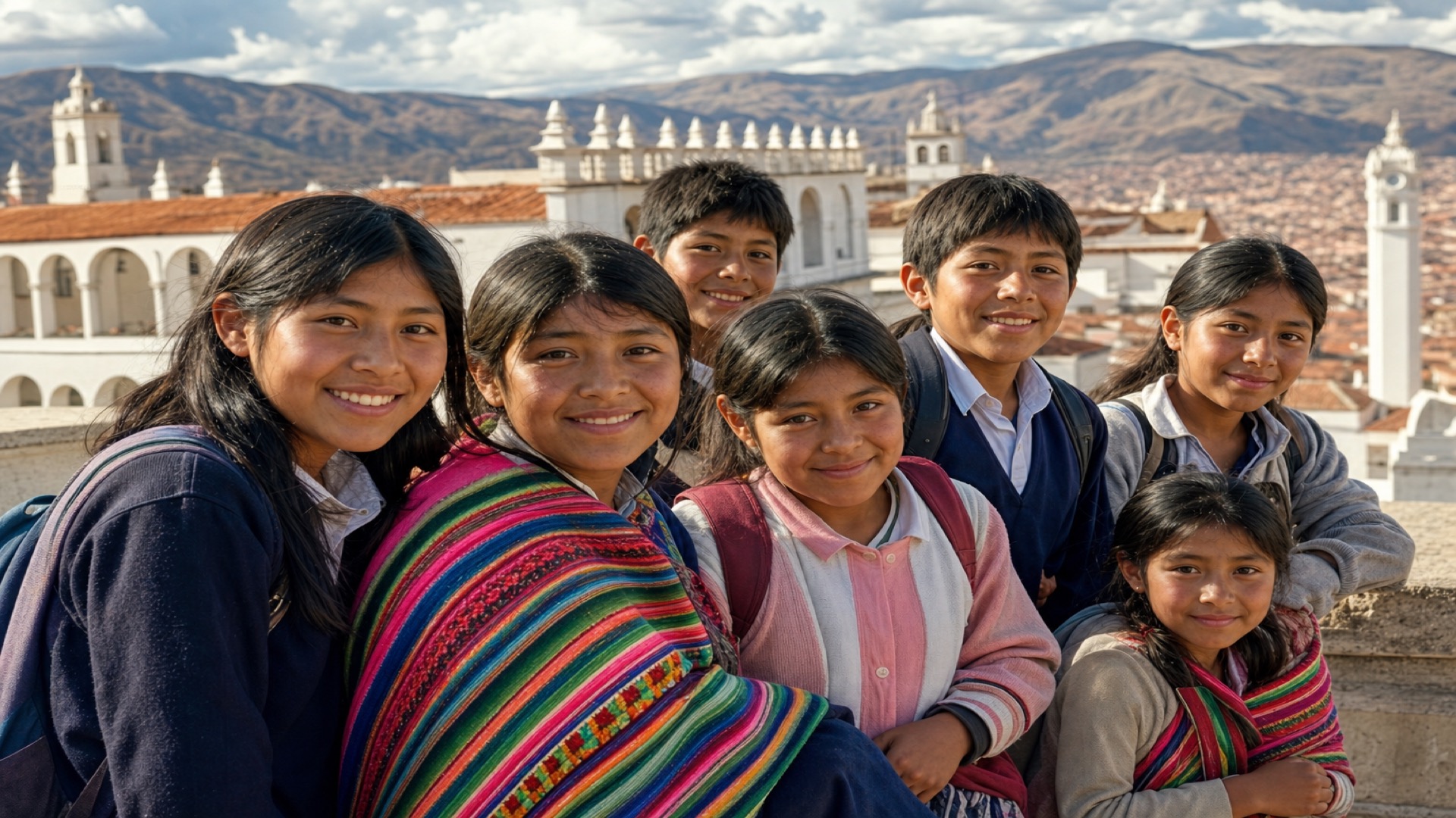 Jóvenes y familias beneficiarios de la Fundación Amistad en Sucre, Bolivia