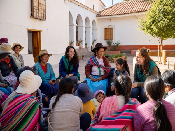 Equipo de la Fundación Amistad trabajando con la comunidad